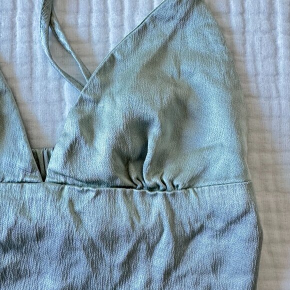 ZARA Sage Green Satin-Effect Crinkle Crop Top Size S 🩵 - Picture 7 of 7
